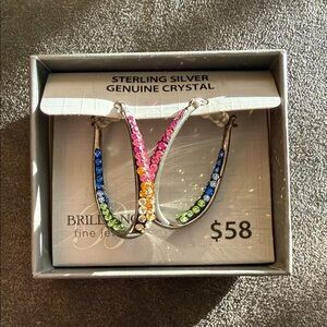 Sterling Silver Multicolor Genuine Crystal Earrings